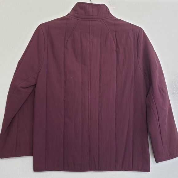 Polagram Woman's Button Front Burgundy Cotton Lined Jacket, Size Medium - Picture 11 of 12